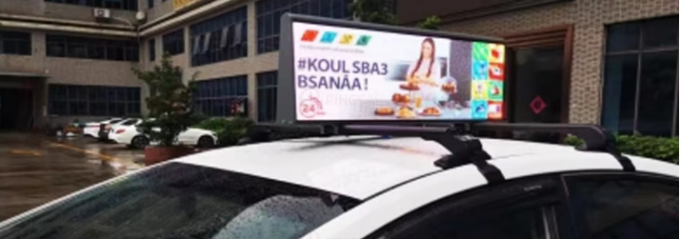Waterproof Small Car Taxi Roof Advertising LED Display 960mm X 320mm Taxi Top LED Screen 0
