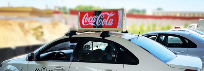 Waterproof Small Car Taxi Roof Advertising LED Display 960mm X 320mm Taxi Top LED Screen 1