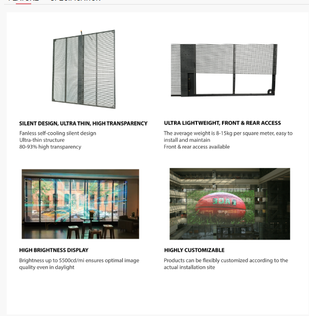 Transparent led display for indoor fixed installation Customizable 0