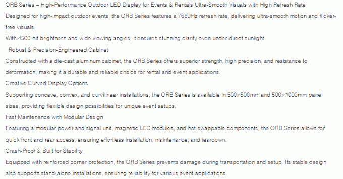 ORB Series P3.9&P2.9 Outdoor Rental LED Screen With A8S Plus Receiving Card For Outdoor Rental & Stage Applications 0