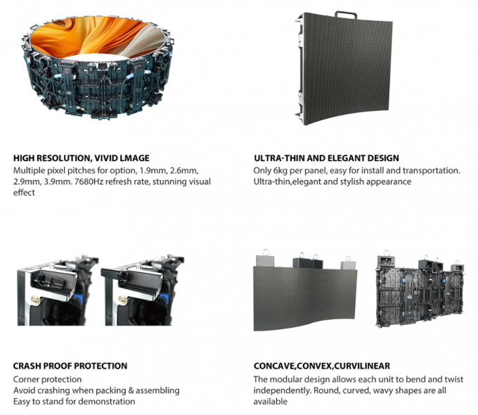 IRDF Series P2.9 Professional Indoor Flexible Rental LED Display-500x500mm Cabinet with 7680 Hz Refresh Rate and 600 nits Luminance Output 0