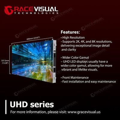 China UHD Series P1.25 indoor wall mounted led display | 600x337.5mm size cabinet | 3840hz refresh rate | fully front service | inventory in the USA company