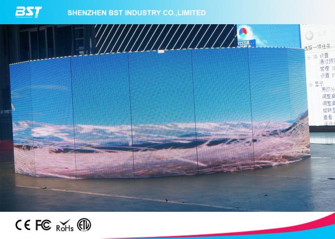 P10 SMD LED Display 6500cd / m2 , Curved LED Video screen 1280 x 960mm Cabinet Size 5