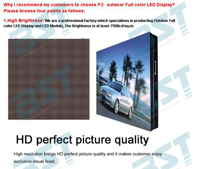 P8 SMD3535 Iron/Aluminum Outdoor advertising LED Display screen with 64dots X 48dots 4