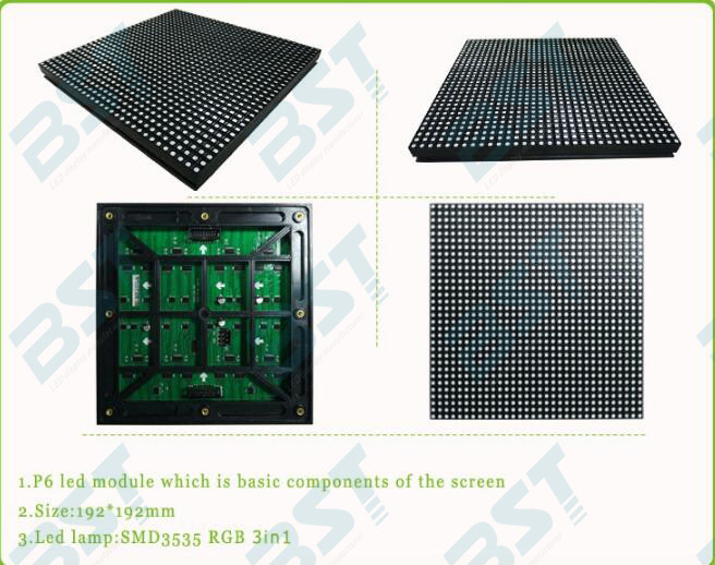 IP65 Waterproof RGB P6 Outdoor Advertising Led Display Screen self Regulation Brightness 0