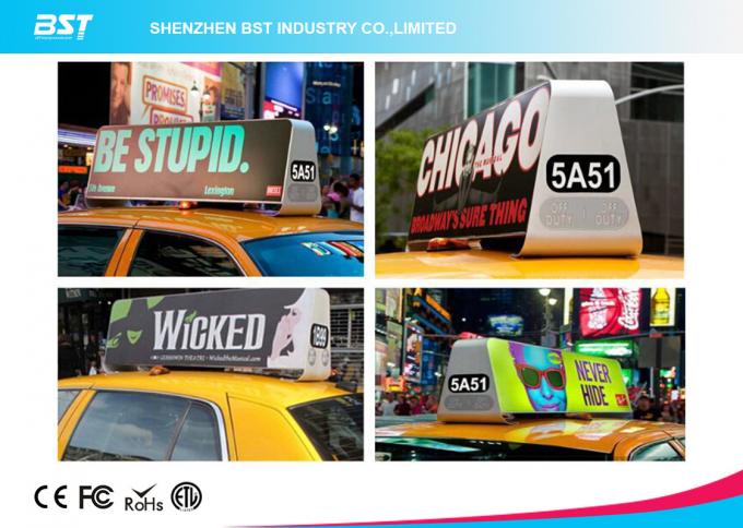 Waterproof IP65 Led Light Display Taxi Roof Advertising Signs With Aluminum Cabinet 5